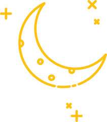 Digital png illustration of yellow crescent moon on transparent background