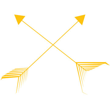 Digital png illustration of yellow crossed arrows pointing up on transparent background