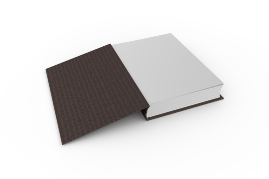 Digital png illustration of opened book with copy space on transparent background