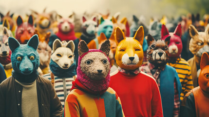 A Group of People in Colorful and Exuberant Animal Costumes at a Carnival