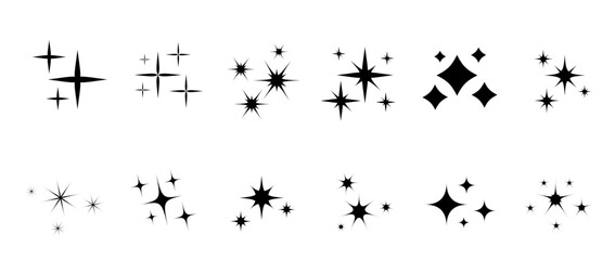 Stars icon. Sparkle star icons. Shine icons. Vector illustration.