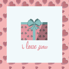 Digital png illustration of hearts and present with i love you text on transparent background