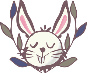 Fototapeta premium Digital png illustration of rabbit face on transparent background