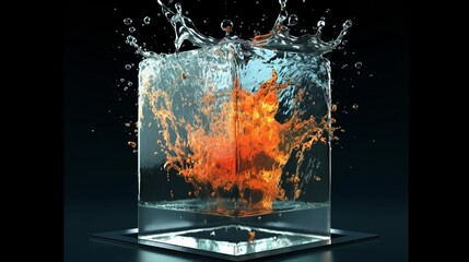 Splash with a transparent or glass-like appearance. AI generated