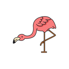 Obraz premium Flamingo flat icon. Vector illustration of a flamingo.