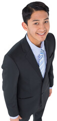 Digital png photo of happy biracial businessman on transparent background