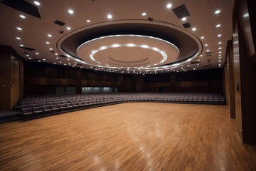 Empty conference hall interior with stage for presentation generative ai