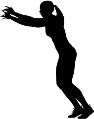 Digital png silhouette image of woman jumping on transparent background
