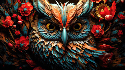 Artful Smile A Wolf in Traditional Outfit Holding a Sewing Machine and a Patchwork Cloth