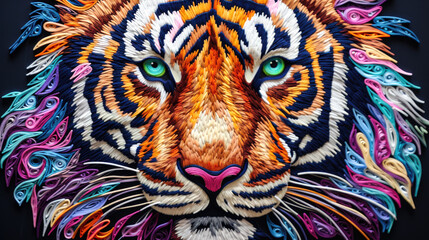 Threaded predator A vibrant and artistic embroidery of a tigers head