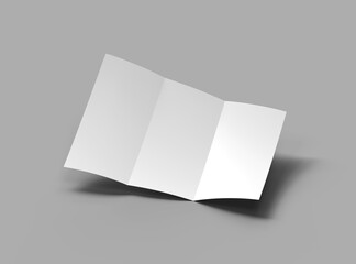 Blank A4 Trifold booklet template for presenting your design. 3d render
