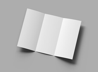 Blank A4 Trifold booklet template for presenting your design. 3d render