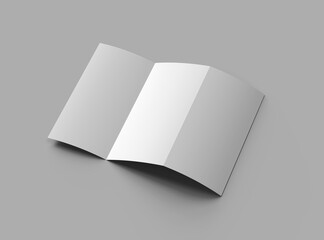 Blank A4 Trifold booklet template for presenting your design. 3d render