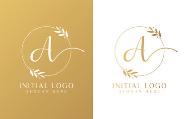 Letter A Beauty Logo with Flourish Ornament
