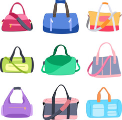 fitness bag set cartoon. sport fit, training workout, bottle water fitness bag sign. isolated symbol vector illustration