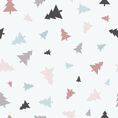Pastel Christmas tree vector seamless pattern