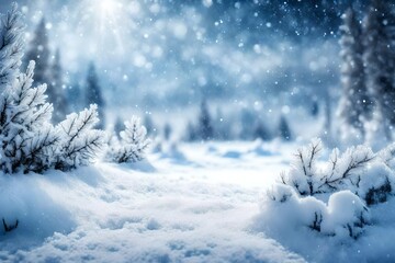 Fototapeta premium Winter background of snow and frost with free space for your decoration