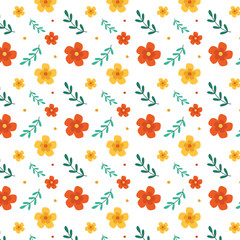 Cute Floral Seamless Pattern. Summer Flower Pattern. Colorful Spring Flower Pattern