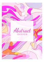 Abstract creative universal artistic template. Fluid pattern, flow shapes in blue, violet, pink colors. Good for poster, card, invitation, flyer, cover, banner, placard, brochure