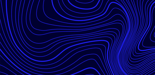 Fototapeta na wymiar Topographic map texture. Blue radar. Abstract linear background. Vector print of waves. Blue lines on black background.