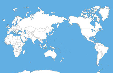 国境線のある世界地図、大平洋、白地図 © elico-polo