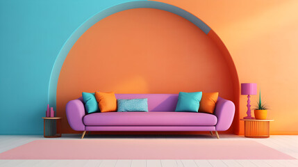 Modern living room design with sofa, Colorful interior design minimalist, Interior design idea