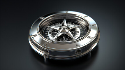 Silver metallic compass