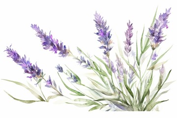watercolor lavender on white. Generative AI