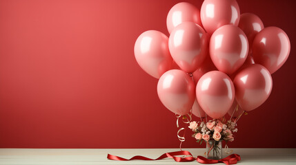 balloon bouquet on pastel background, copy space