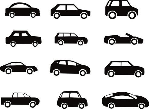 	
Car Monochrome icon set Simple Solid style, vehicle icon
