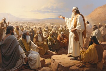 Moses speaking to the Israelites biblical story - obrazy, fototapety, plakaty