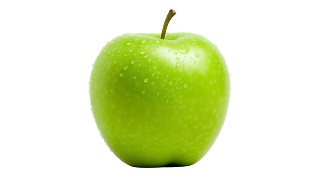 Green Apple on transparent Png.Ai generative.