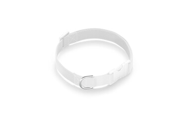 Blank white dog collar with plastic buckle mockup, top view