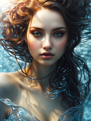Artful and sensual image of a beautiful woman: Dressed in water