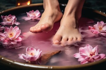 Obraz na płótnie Canvas Spa treatment and product for female feet