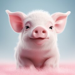 Portrait of a cute cheerful pig