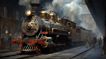 Obraz premium old locomotive. Generative AI