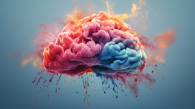 The human brain explodes into imagination and beautiful colors.