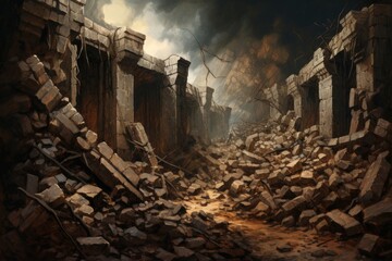 The Walls of Jericho falling down biblical story - obrazy, fototapety, plakaty