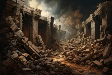 Foto op Canvas The Walls of Jericho falling down biblical story © furyon