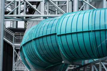 Naklejka premium Water slides of a water park under construction.