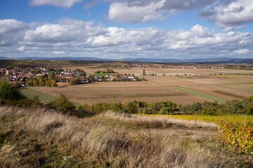 Fototapeta na wymiar Blick vom Martinsberg auf Siefersheim (Rheinhessen) im Oktober 2023
