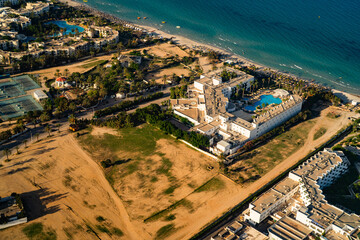 Obraz premium Aerial view of the Tunisian coast and the city of Mahdia.