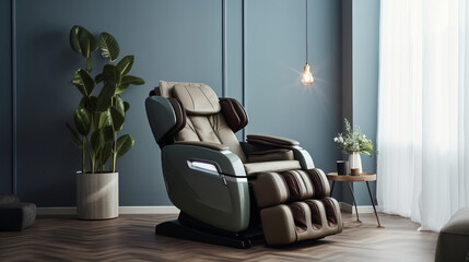 Modern massage chair in the living room - obrazy, fototapety, plakaty