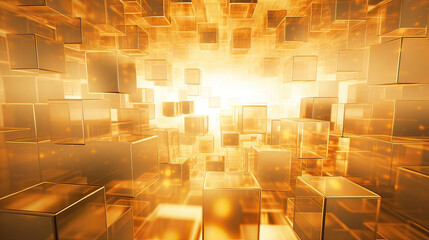 abstract background with golden cubes