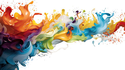colorful paint splashes on white background