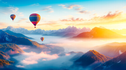 Heissluftballon über den Wolken und Bagan. Generiert mit KI