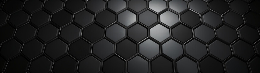 Modern minimal dark business banner with hexagon pattern. Generative AI