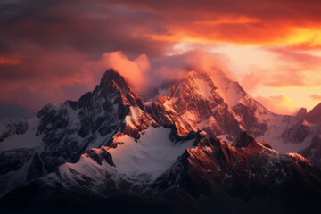 Beautiful sunset over a mountain range