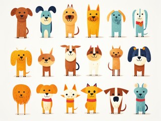 Obraz na płótnie Canvas A playful pack of animated canines romp through a vibrant world of imagination and mischief, their cartoonish charm and boundless energy bringing joy to all who lay eyes upon them